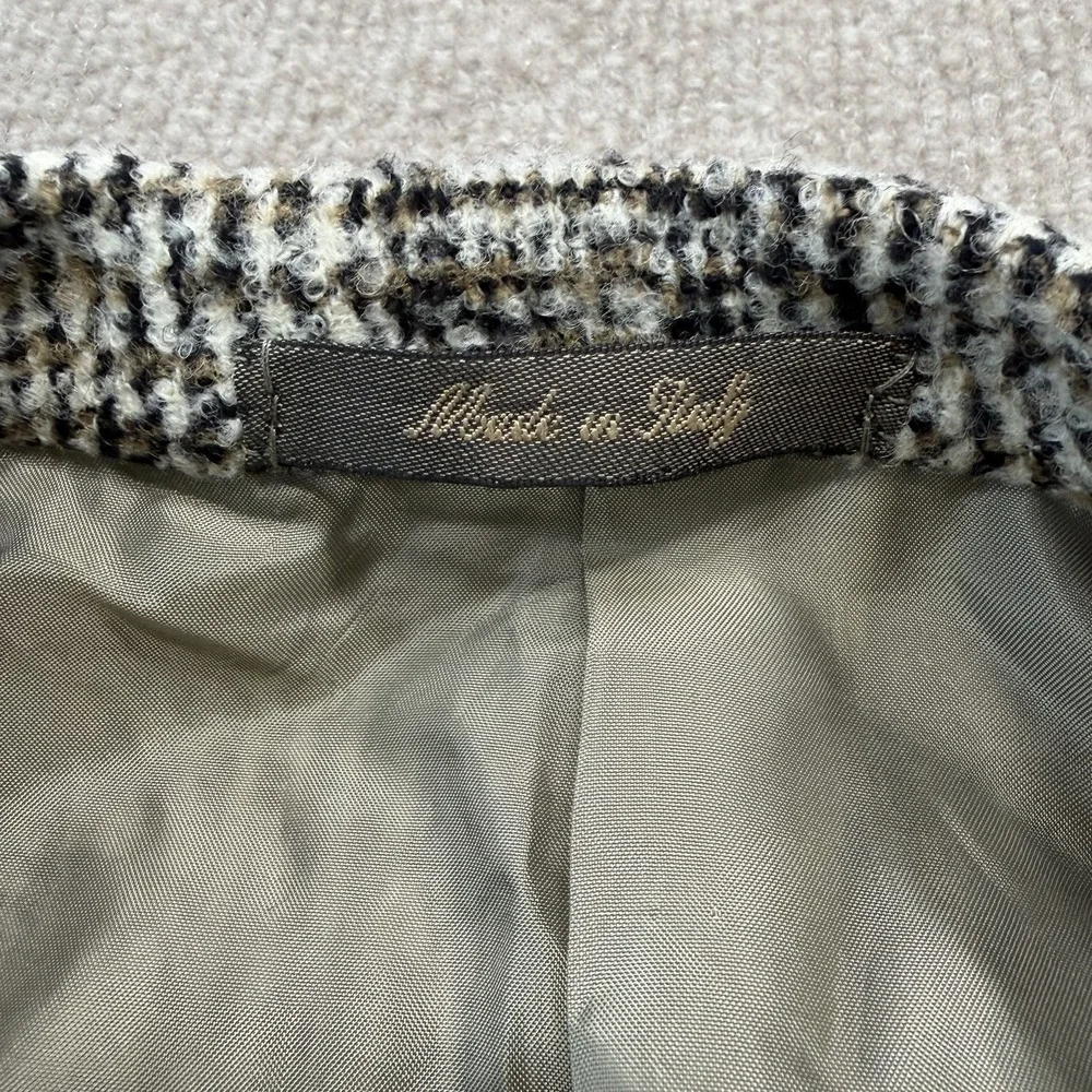 Baldessarini Tweed White Black‎ Brown Lined Wool Blazer Glen Plaid 48 Italy